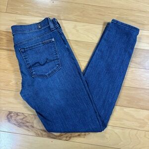 7 For All Mankind Gwenevere Skinny Ankle Jeans Womens Sz 28 Medium Wash Denim